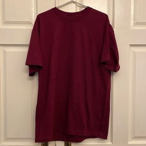 Hanes Men’s Beefy T-Shirt, Size Large. Burgundy.